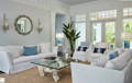 Blue and white nautical living room in Nantucket Style