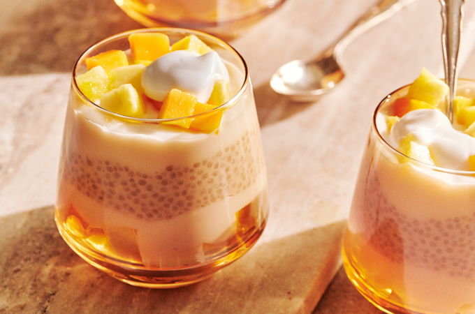Parfait au chia mangue-ananas