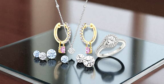Shop lab diamond rings and jewellery. Pobjoy Diamonds.