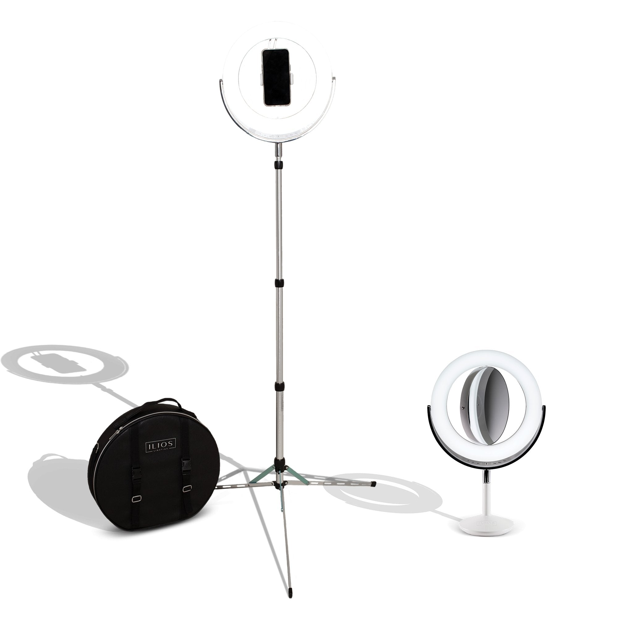 ring light with case and tripod stand