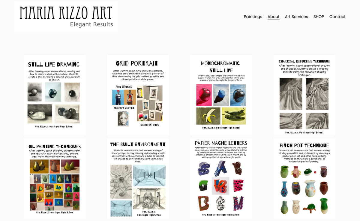 Screenshot of Maria Rizzo, from the teacher portfolios collection.