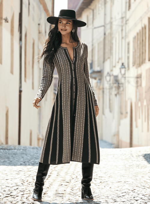 Engineered Knit Coat-Dress - $170.00 | Peruvian Connection: Second Edition