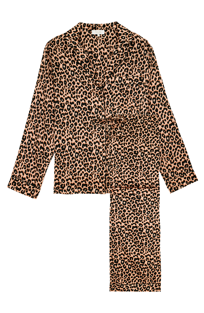 YOLKE Silk Pyjama Sets | Leopard Print Classic Silk Pyjama Set