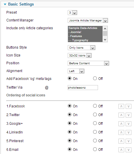 B2J Social Sharer Plugin - плагин социальных кнопок в Joomla