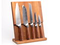 Six Piece Rosewood Handled Steak Knife Set in Acacia with Wood Magnetic Knife Stand