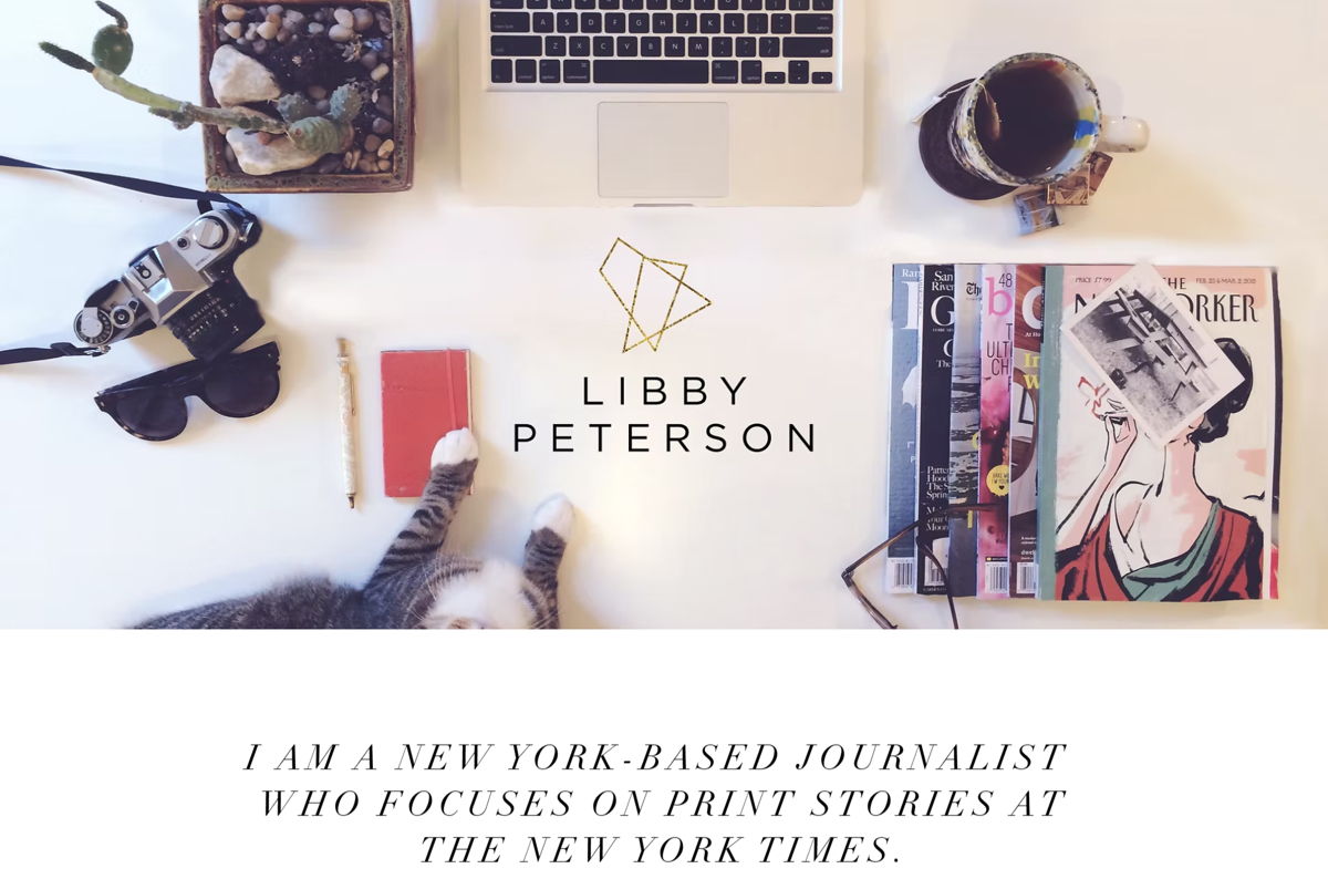 Screenshot of Libby Peterson, from the wix personal websites collection.