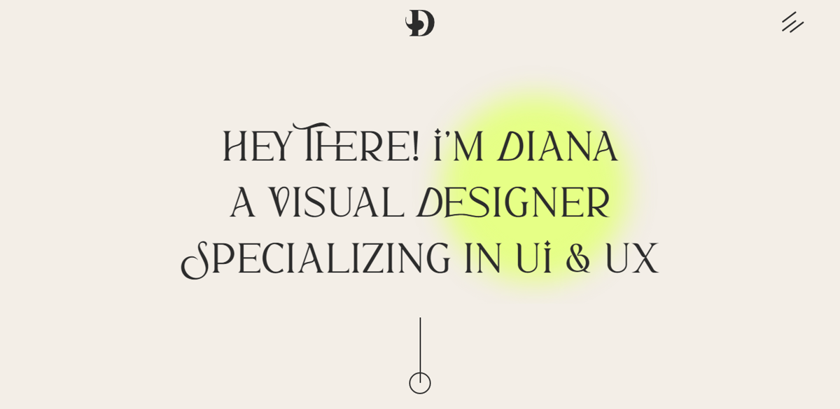 Screenshot of Diana Tatarenko, from the ux portfolios collection.