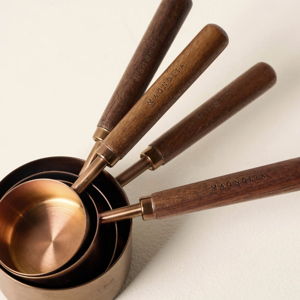 Walnut and Copper Measuring Cups