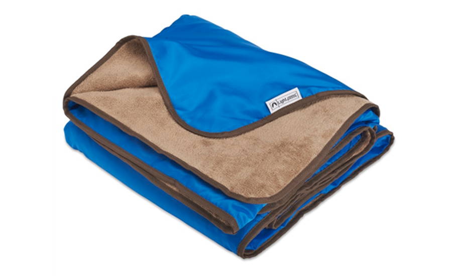 Blue and brown folded soft blanket