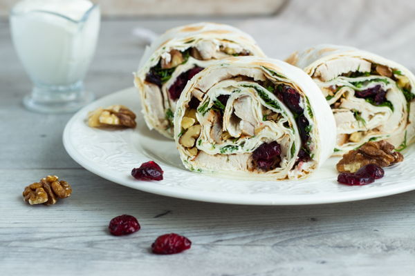 Photo of READY TO ROLL Cranberry Walnut Chicken Salad Wrap