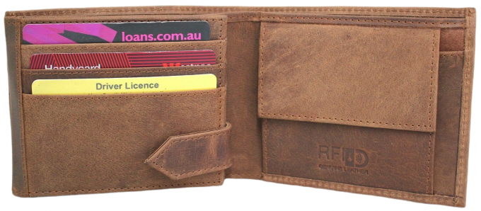 RFID Full Grain Cow Hide Hunter Nu-buck Leather Wallet Style 12040 - Image 3