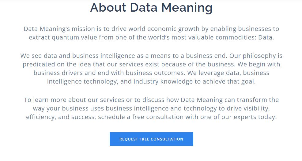 Data Meaning product / service
