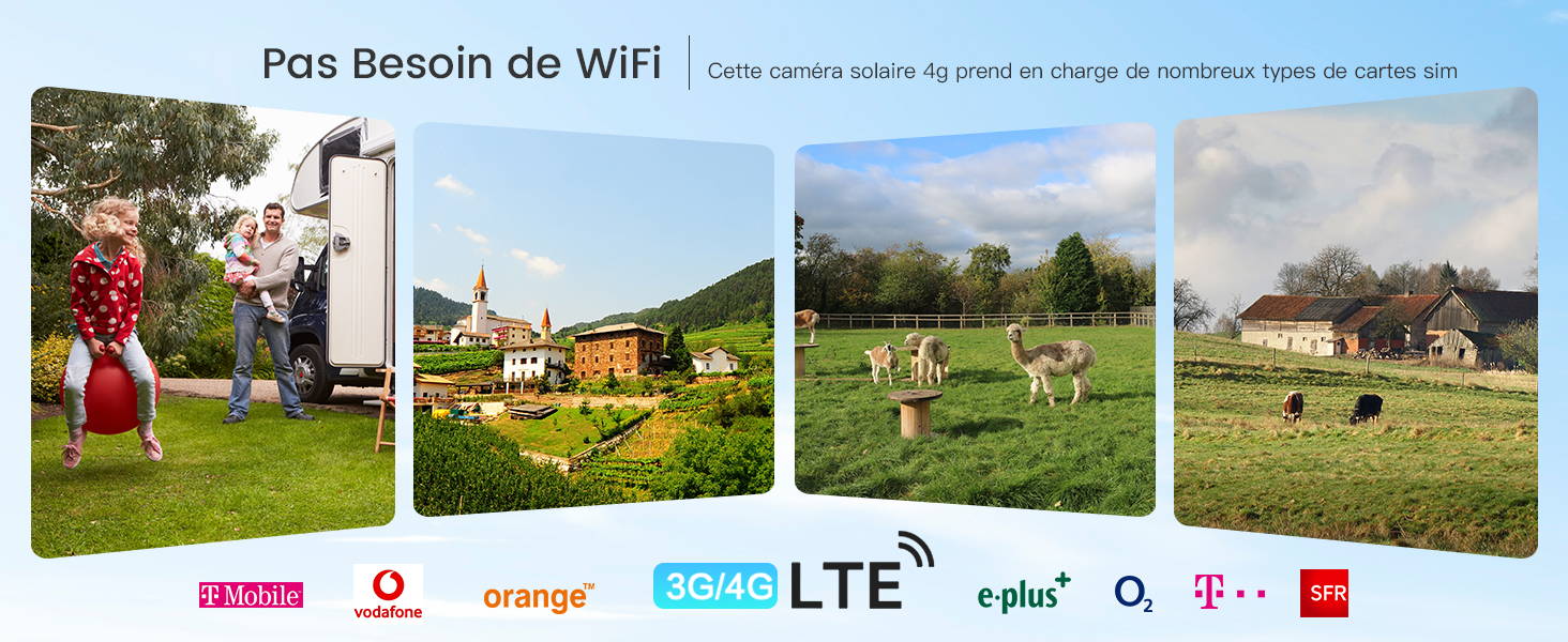Xega 3G/4G LTE Caméra Surveillance avec Carte Sim Panneau Solaire