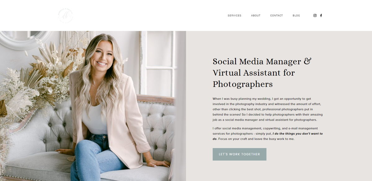 Screenshot of Danielle B Digital, from the virtual assistant websites collection.