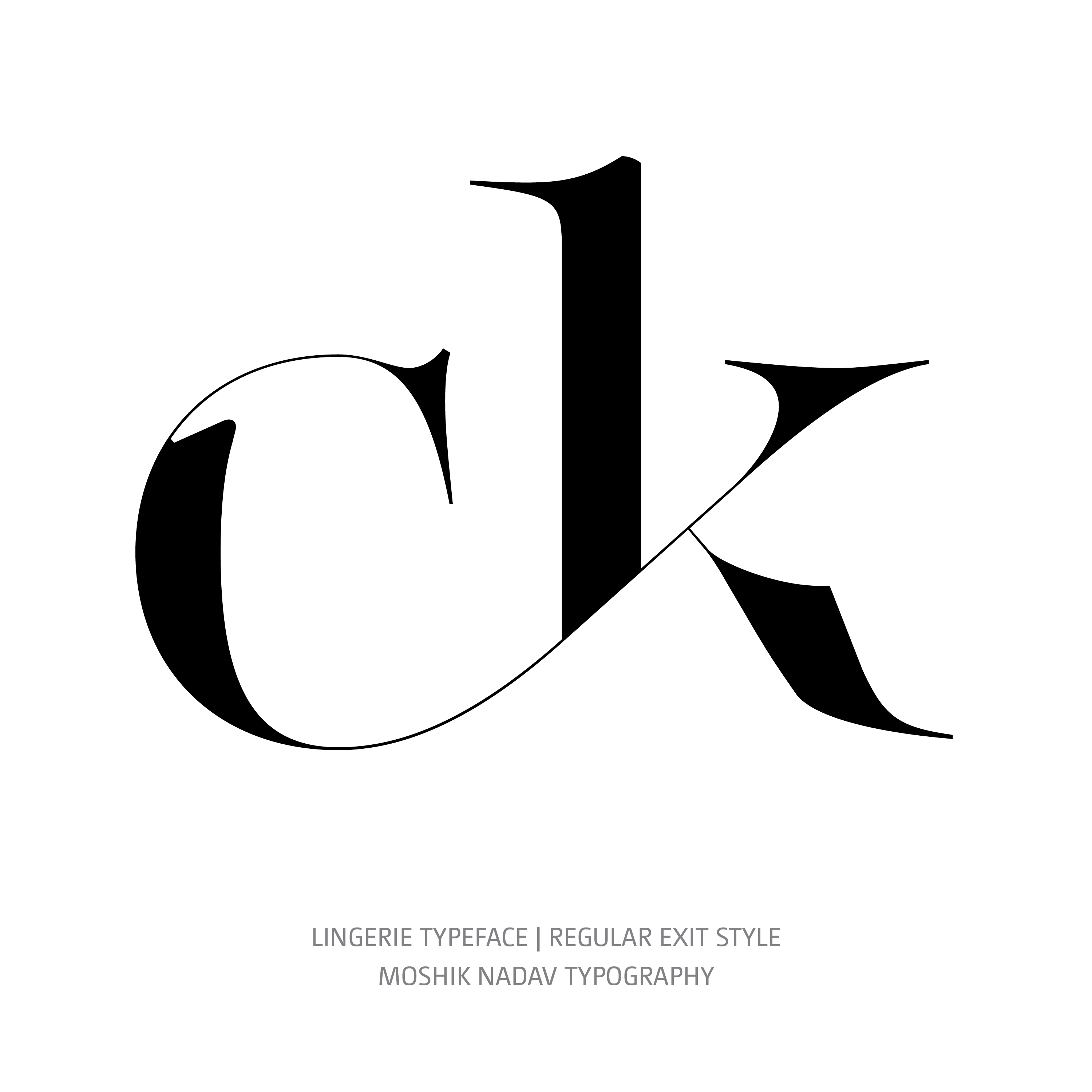 Lingerie Typeface Regular Exit ck ligature glyph
