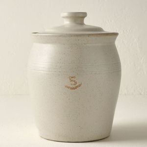 French Grey Embossed Stripe Canister - Large
