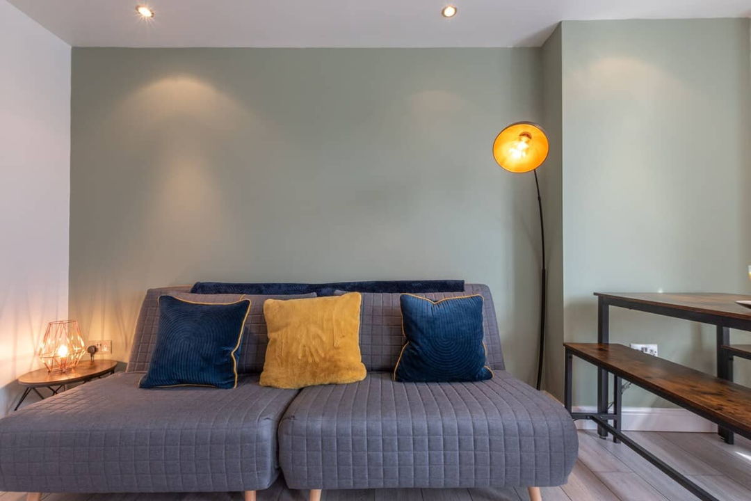 Bedroom sofa bed with pillows