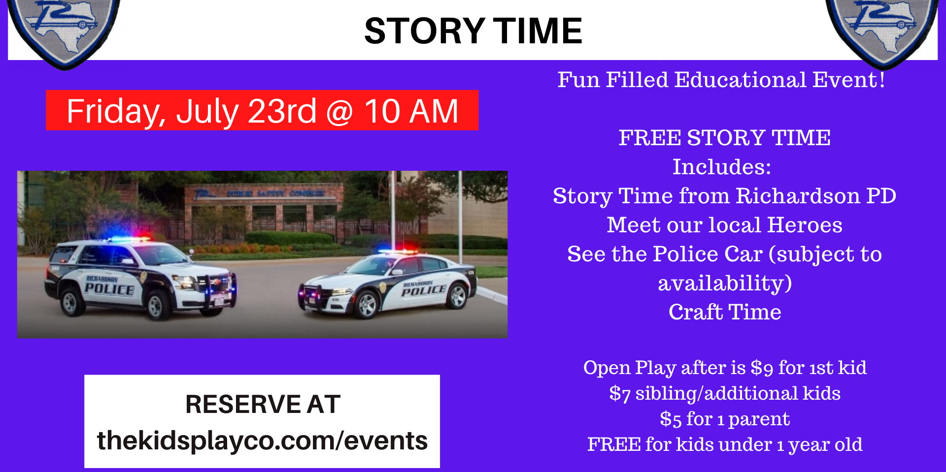 Story Time with Richardson Police Department - Part of Heroes Week Summer Camp promotional image
