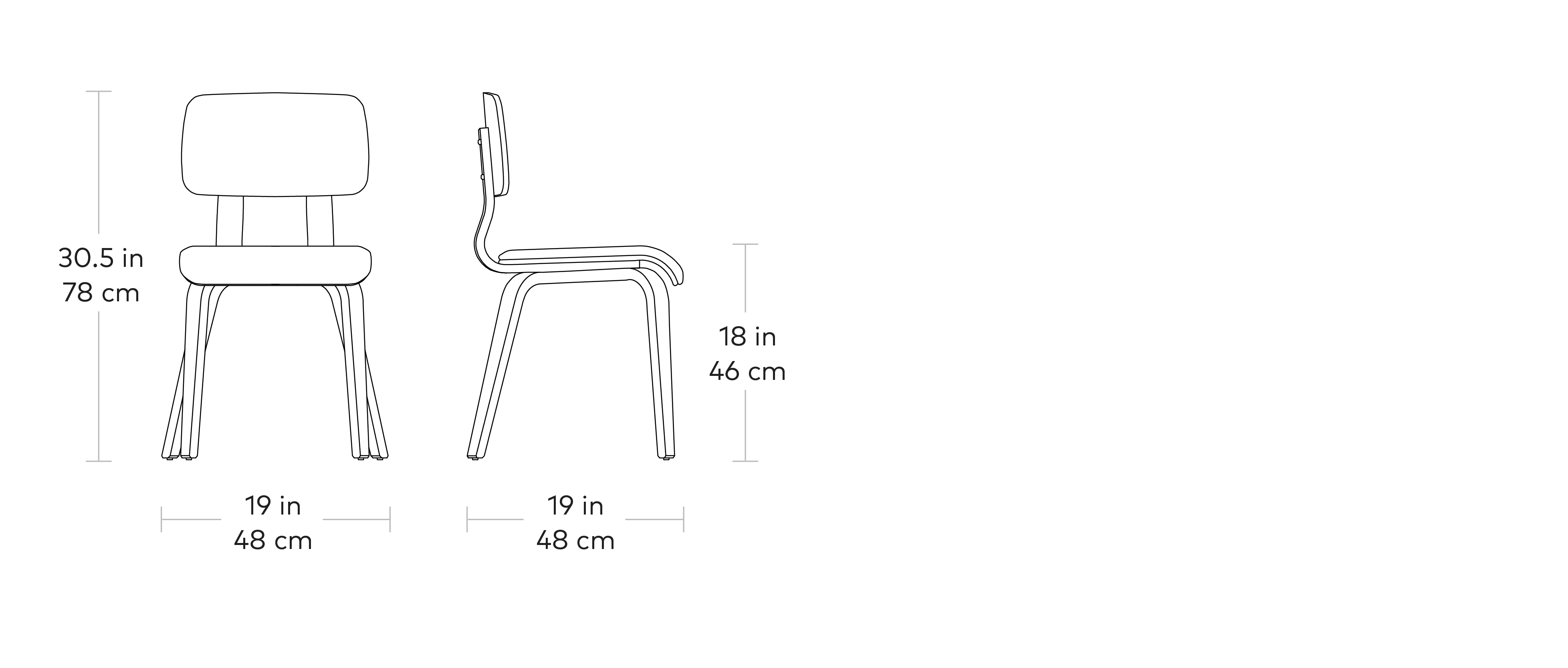 Weight and Dimension (Length, Depth, Width, Height) of Benterson Bonton Chair from Dining Table Mart (BTS033501  / BTS033502)