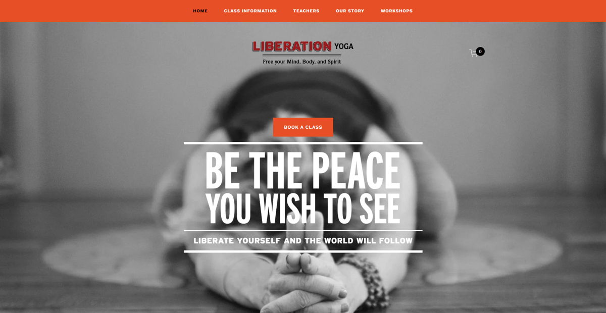 Screenshot of Liberation Yoga, from the squarespace yoga websites collection.