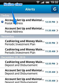Alerts are served in the native Android format.