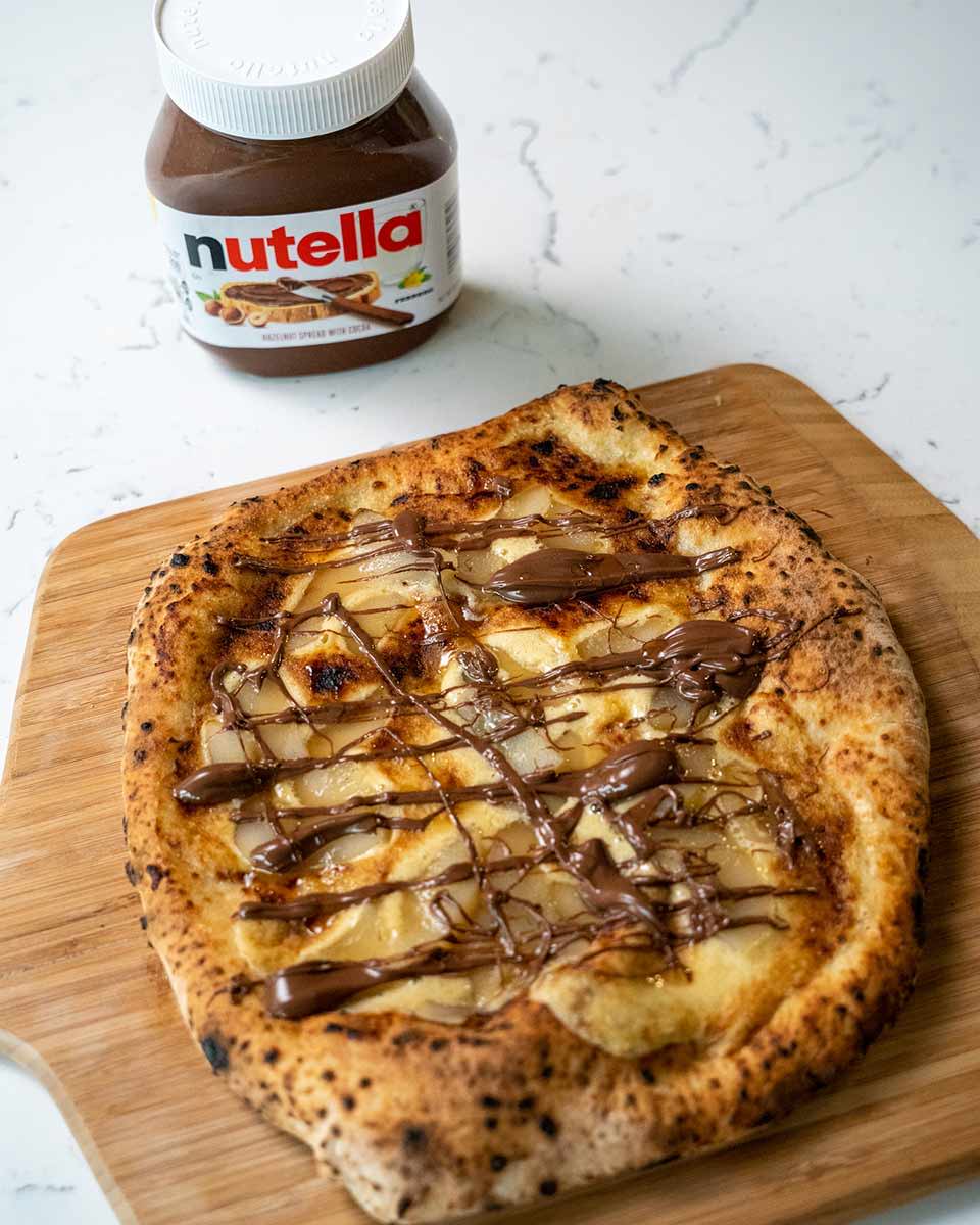 Nutella, Frangipane and Poached Pear Pizza Recipe by Ooni | Minimax