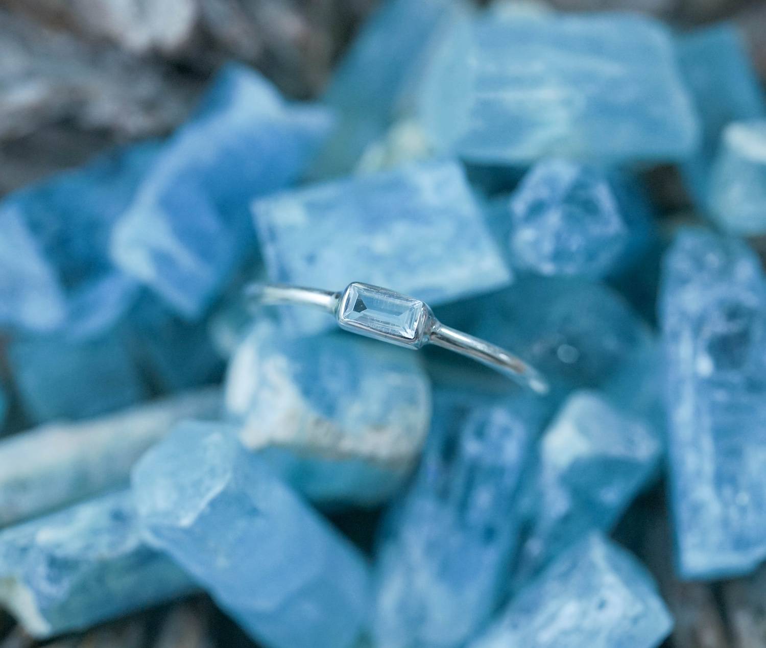 aquamarine birthstone ring in velvet box