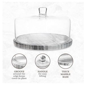 Galashield Marble Cake Stand with Dome