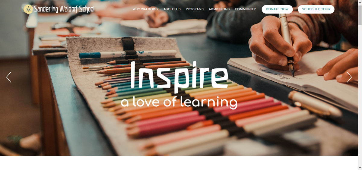 Screenshot of Sanderling Waldorf School, from the school websites collection.