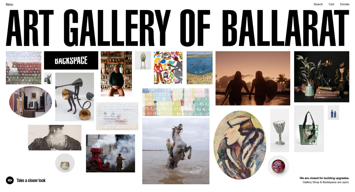 Screenshot of Art Gallery of Ballarat, from the wordpress websites collection.