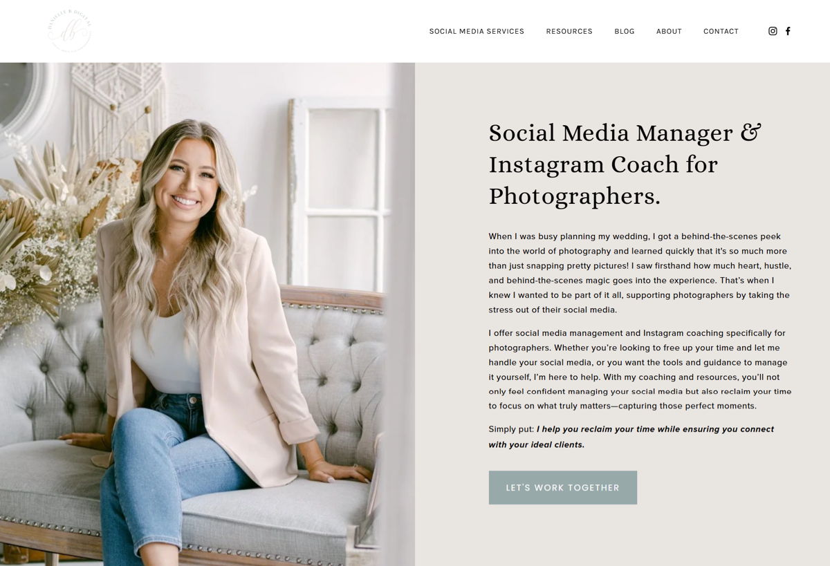 Screenshot of Danielle B, from the social media portfolios collection.