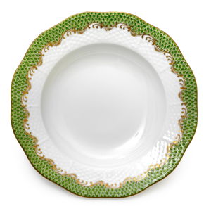 Herend Fish Scale Evergeen Rim Soup Bowl