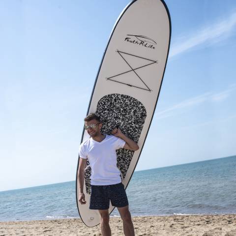 Boy lift lightweight inflatable paddle board easily