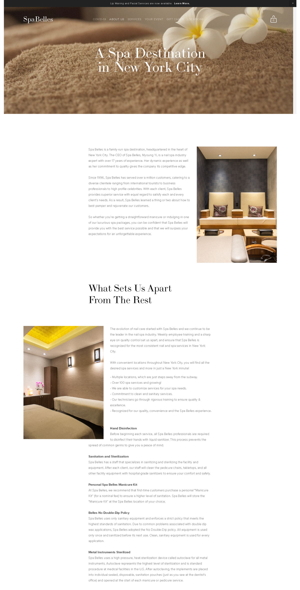 Screenshot of Spa Belles , from the about us page examples collection.