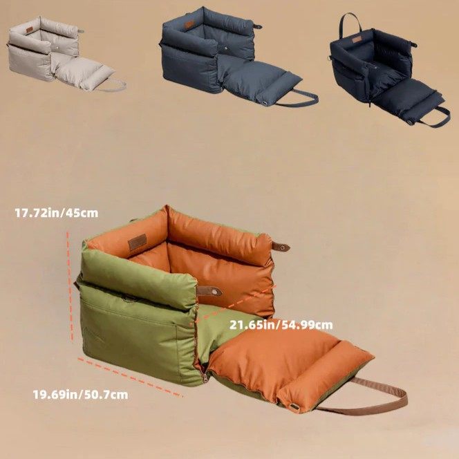 Premium Plush Pet Booster Car Seat - Portable Dog Travel Bed with Non-Slip Base - Image 2