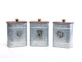 Decorative Metal Jars with Wooden Lid - Set of Three with Labrador Retriever Artwork
