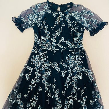  Navy cocktail dress with flowers 