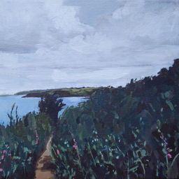 painting of coastal path and cliff side