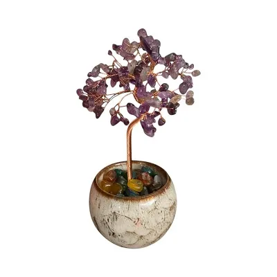 Amethyst Quartz Crystal Tree - Ceramic Pot