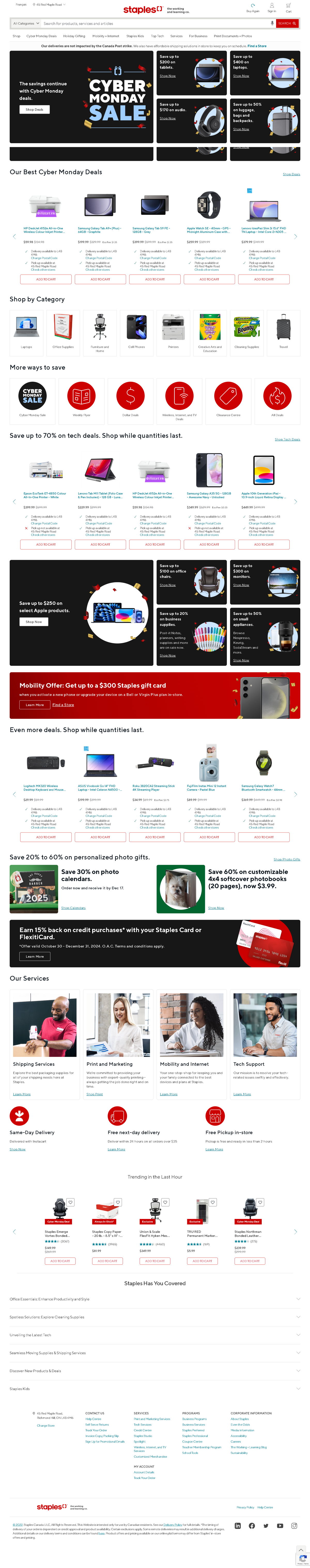 Screenshot of Staples, from the product page examples collection.