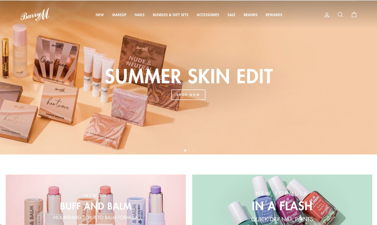 Screenshot of Barry M, from the beauty websites collection.