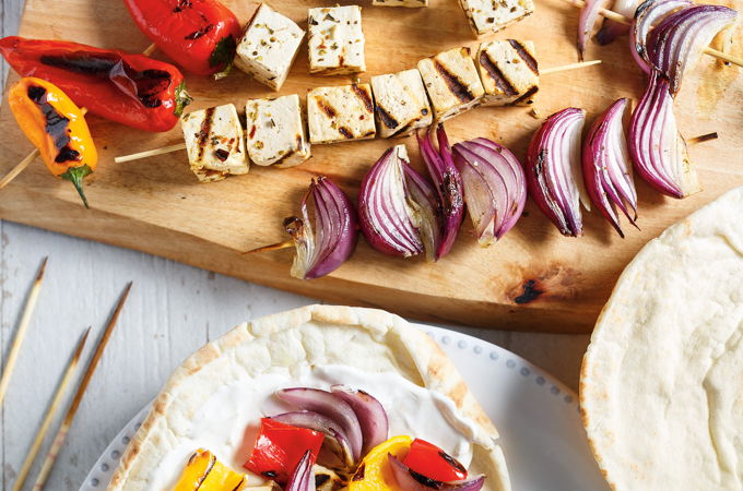 Brochettes de tofu souvlaki