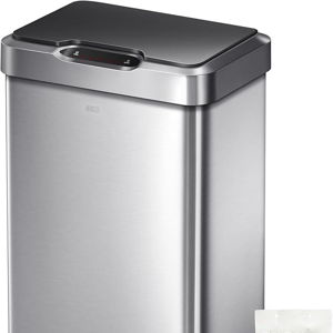 EKO Mirage-T 50 Liter / 13.2 Gallon Touchless Rectangular Motion Sensor Trash Can, Brushed Stainless Steel Finish