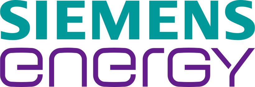 Siemens Energy logo with SIEMENS in turquoise uppercase letters and energy in purple lowercase rounded letters below.