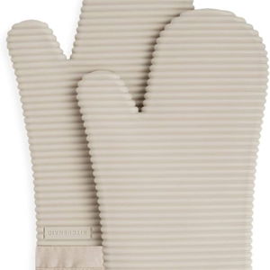 KitchenAid Ribbed Soft Silicone Oven Mitt Set, 7"x13", Milkshake 2 Count