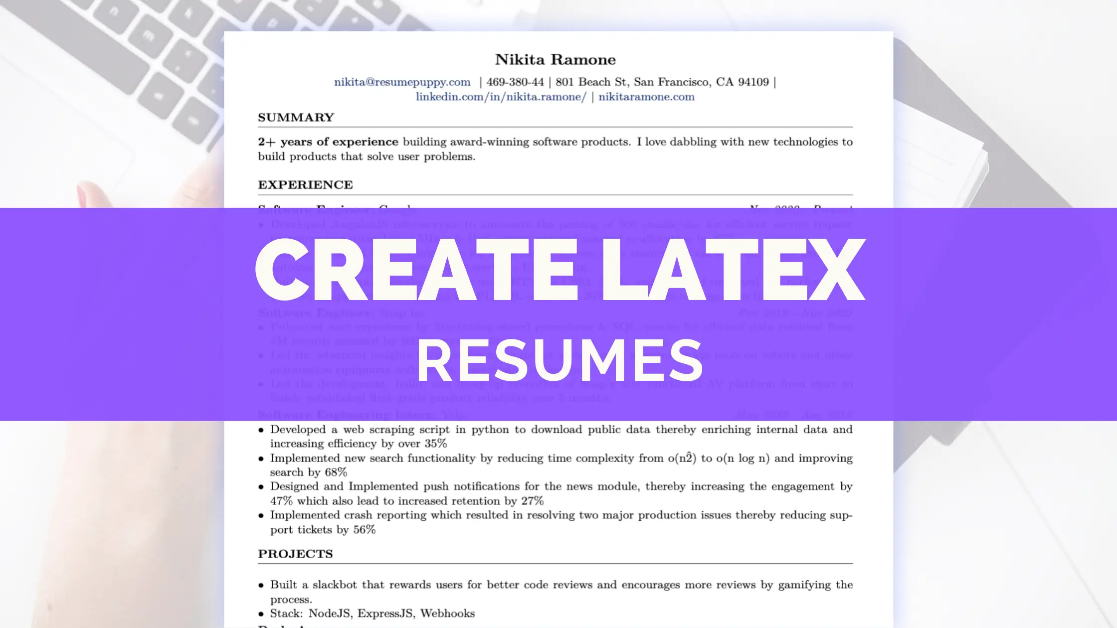 Create latex resume 2022