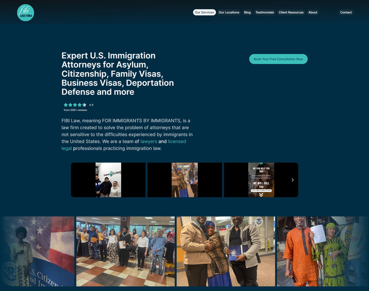 Screenshot of Fibi Law Firm , from the  framer websites collection.