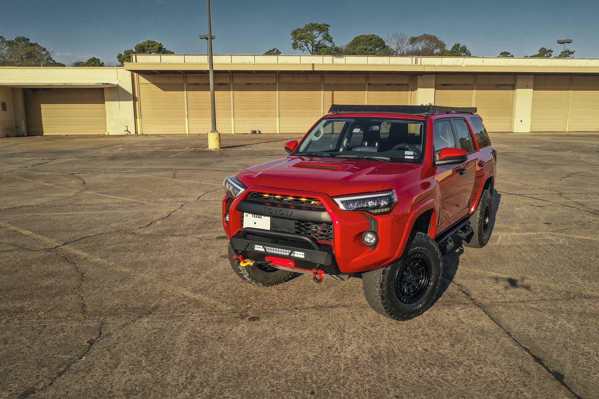 Red 2022 Toyota 4-Runner TRD Off-Road Lifted HD Overland Sector VENTURE 17x9.0 in All Satin Black