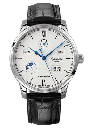 Senator Excellence Perpetual Calendar Stainless Steel / Silver / Alligator / Folding