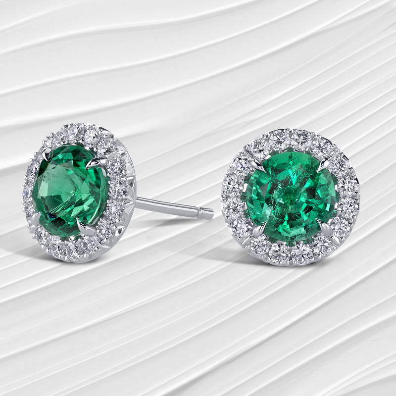 emerald and diamond studs